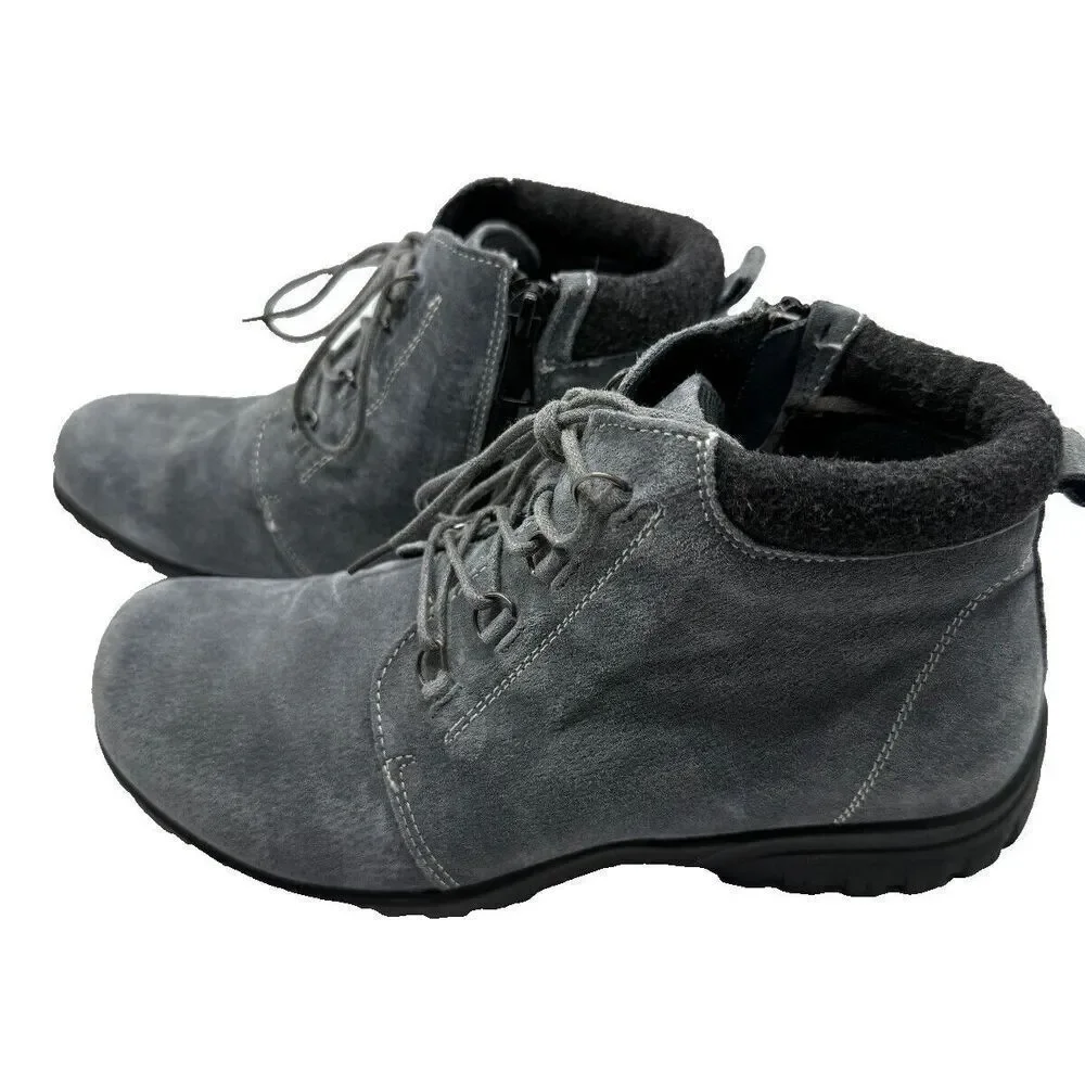 Propet‎ Delaney Grey Suede Boots Shoes Zip up Booties  Womens Size 7